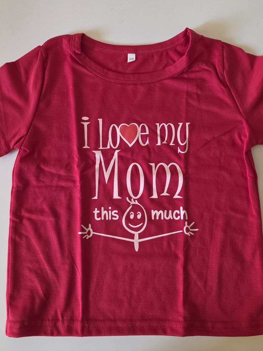 Red "I Love My Mom" Graphic T-Shirt 3/4T